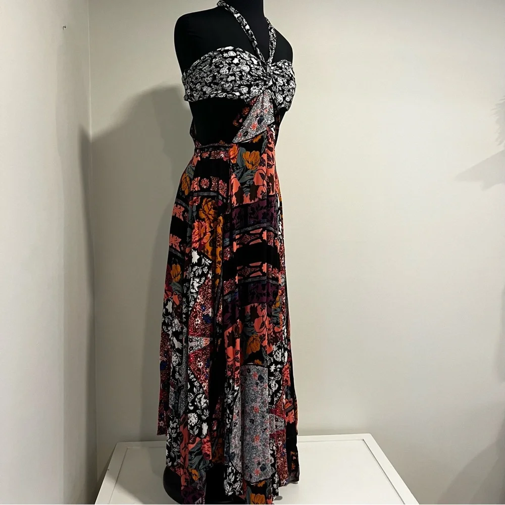 Free People Patchwork Maxi Dress in Black, Pink, Orange and Purple - Picture 9 of 16